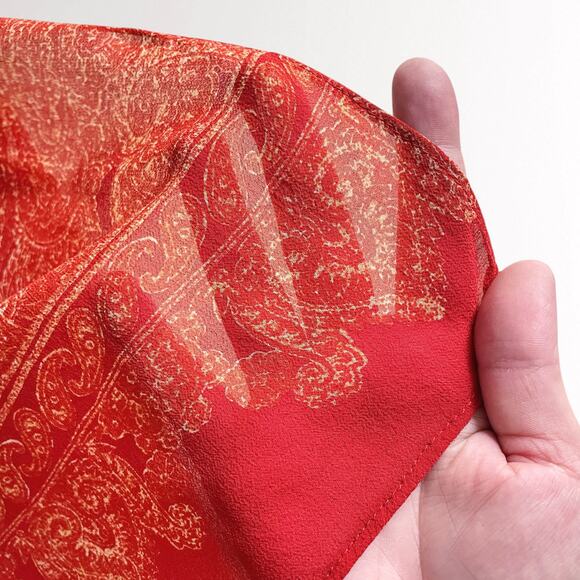 Vintage Y2K 100% Silk Wrap Skirt 16 Paisley Orange Boho Festival Beach Cover-Up - Picture 6 of 7